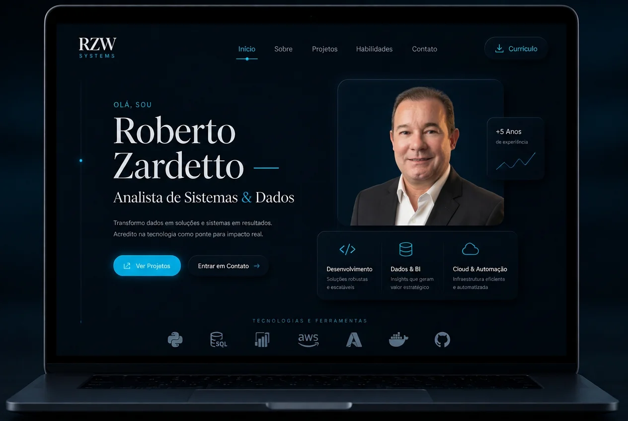 Portfólio Pessoal Roberto Zardetto — Landing page profissional em domínio próprio