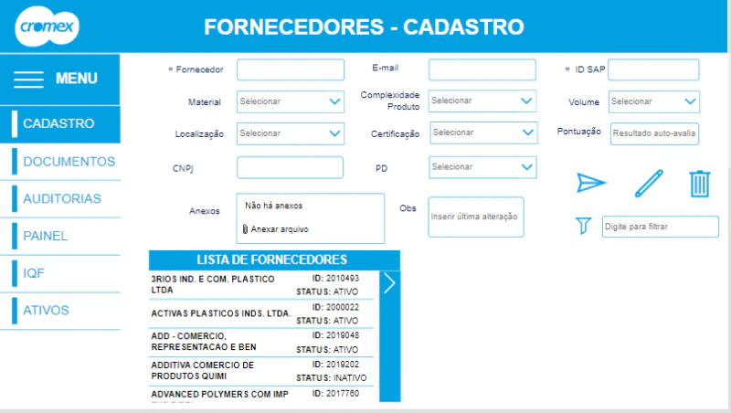 Aplicativo Gestão de Fornecedores